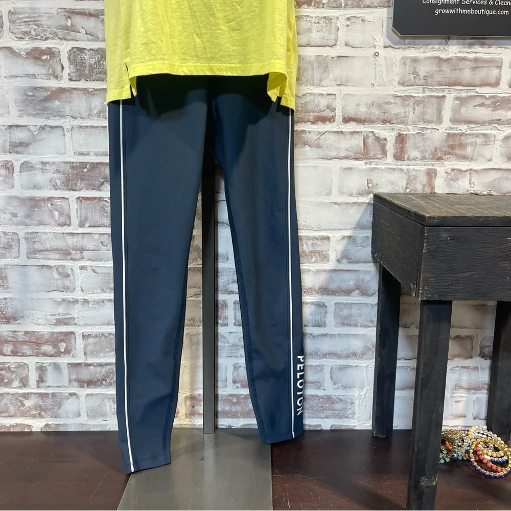 Peloton Yellow and Blue Sleeveless Top and leggings workout set medium